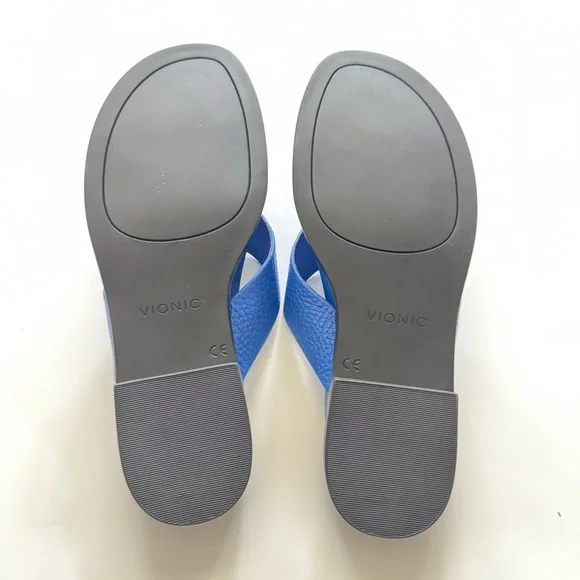 New Vionic Agave Womens Comfort Toe Post Sandal in Classic Blue Leather size 8.5 - Picture 2 of 6